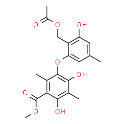 ChemSpider 2D Image | Methyl 3-[2-(acetoxymethyl)-3-hydroxy-5-methylphenoxy]-4,6-dihydroxy-2,5-dimethylbenzoate | C20H22O8
