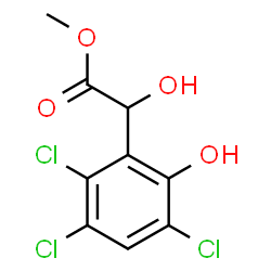 ChemSpider 2D Image | Methyl hydroxy(2,3,5-trichloro-6-hydroxyphenyl)acetate | C9H7Cl3O4