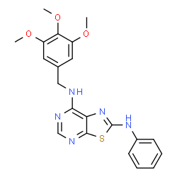 ChemSpider 2D Image | N2-Phenyl-N7-(3,4,5-trimethoxybenzyl)thiazolo[5,4-d]pyrimidine-2,7-diamine | C21H21N5O3S