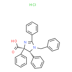 ChemSpider 2D Image | (4R,5R)-1-Benzyl-2,4,5-triphenyl-4,5-dihydro-1H-imidazole-4-carboxylic acid hydrochloride (1:1) | C29H25ClN2O2