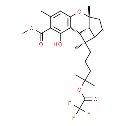 ChemSpider 2D Image | Methyl (1R,1aS,3aR,8bR,8cR)-8-hydroxy-1,3a,6-trimethyl-1-[4-methyl-4-(2,2,2-trifluoroacetoxy)pentyl]-1a,2,3,3a,8b,8c-hexahydro-1H-4-oxabenzo[f]cyclobuta[cd]indene-7-carboxylate | C26H33F3O6