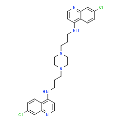 ChemSpider 2D Image | N,N'-(1,4-Piperazinediyldi-3,1-propanediyl)bis(7-chloro-4-quinolinamine) | C28H32Cl2N6