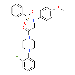 ChemSpider 2D Image | N-{2-[4-(2-Fluorophenyl)-1-piperazinyl]-2-oxoethyl}-N-(4-methoxyphenyl)benzenesulfonamide | C25H26FN3O4S