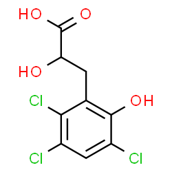 ChemSpider 2D Image | 2-Hydroxy-3-(2,3,5-trichloro-6-hydroxyphenyl)propanoic acid | C9H7Cl3O4