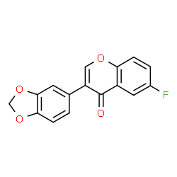 ChemSpider 2D Image | 3-(1,3-Benzodioxol-5-yl)-6-fluoro-4H-chromen-4-one | C16H9FO4