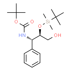 ChemSpider 2D Image | 2-Methyl-2-propanyl [(1S,2R)-2-{[dimethyl(2-methyl-2-propanyl)silyl]oxy}-3-hydroxy-1-phenylpropyl]carbamate | C20H35NO4Si