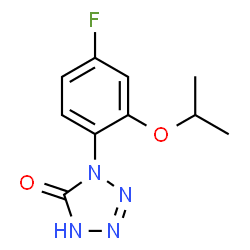 ChemSpider 2D Image | 1-(4-Fluoro-2-isopropoxyphenyl)-1,4-dihydro-5H-tetrazol-5-one | C10H11FN4O2