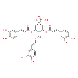 ChemSpider 2D Image | 3,5-Bis{[(2E)-3-(3,4-dihydroxyphenyl)-2-propenoyl]oxy}-4-({[(E)-2-(3,4-dihydroxyphenyl)vinyl]oxy}carbonyl)-1-hydroxycyclohexanecarboxylic acid | C34H30O15
