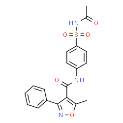 ChemSpider 2D Image | N-[4-(Acetylsulfamoyl)phenyl]-5-methyl-3-phenyl-1,2-oxazole-4-carboxamide | C19H17N3O5S