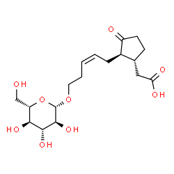 ChemSpider 2D Image | {(1R,2R)-2-[(2Z)-5-(beta-L-Glucopyranosyloxy)-2-penten-1-yl]-3-oxocyclopentyl}acetic acid | C18H28O9
