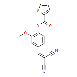 ChemSpider 2D Image | 4-(2,2-Dicyanovinyl)-2-methoxyphenyl 2-thiophenecarboxylate | C16H10N2O3S