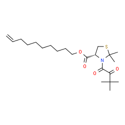 ChemSpider 2D Image | 9-Decen-1-yl (4R)-3-(3,3-dimethyl-2-oxobutanoyl)-2,2-dimethyl-1,3-thiazolidine-4-carboxylate | C22H37NO4S
