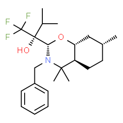 ChemSpider 2D Image | (2R)-2-[(2S,4aS,7R,8aR)-3-Benzyl-4,4,7-trimethyloctahydro-2H-1,3-benzoxazin-2-yl]-1,1,1-trifluoro-3-methyl-2-butanol | C23H34F3NO2