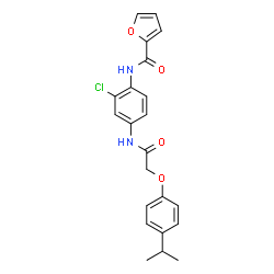 ChemSpider 2D Image | N-(2-Chloro-4-{[(4-isopropylphenoxy)acetyl]amino}phenyl)-2-furamide | C22H21ClN2O4
