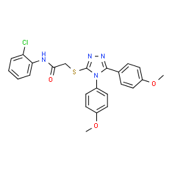 ChemSpider 2D Image | 2-{[4,5-Bis(4-methoxyphenyl)-4H-1,2,4-triazol-3-yl]sulfanyl}-N-(2-chlorophenyl)acetamide | C24H21ClN4O3S