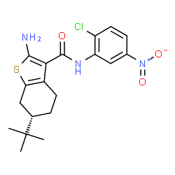 ChemSpider 2D Image | (6S)-2-Amino-N-(2-chloro-5-nitrophenyl)-6-(2-methyl-2-propanyl)-4,5,6,7-tetrahydro-1-benzothiophene-3-carboxamide | C19H22ClN3O3S