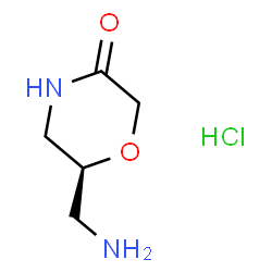 ChemSpider 2D Image | (6S)-6-(Aminomethyl)-3-morpholinone hydrochloride (1:1) | C5H11ClN2O2