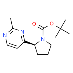 ChemSpider 2D Image | 2-Methyl-2-propanyl (2S)-2-(2-methyl-4-pyrimidinyl)-1-pyrrolidinecarboxylate | C14H21N3O2