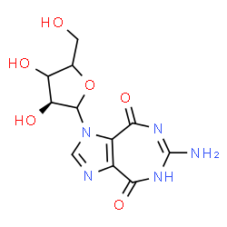 ChemSpider 2D Image | 6-Amino-1-(L-glycero-pentofuranosyl)imidazo[4,5-e][1,3]diazepine-4,8(1H,5H)-dione | C11H13N5O6