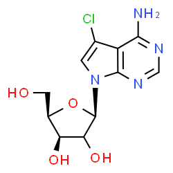 ChemSpider 2D Image | 5-Chloro-7-[(2xi)-beta-D-threo-pentofuranosyl]-7H-pyrrolo[2,3-d]pyrimidin-4-amine | C11H13ClN4O4