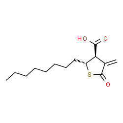 ChemSpider 2D Image | (2R,3R)-4-Methylene-2-octyl-5-oxotetrahydro-3-thiophenecarboxylic acid | C14H22O3S