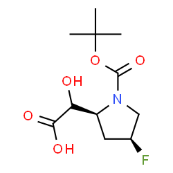 ChemSpider 2D Image | (2R)-[(2S,4S)-4-Fluoro-1-{[(2-methyl-2-propanyl)oxy]carbonyl}-2-pyrrolidinyl](hydroxy)acetic acid | C11H18FNO5