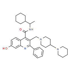 ChemSpider 2D Image | 3-(1,4'-Bipiperidin-1'-ylmethyl)-N-(1-cyclohexylethyl)-7-hydroxy-2-phenyl-4-quinolinecarboxamide | C35H46N4O2
