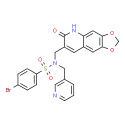 ChemSpider 2D Image | 4-Bromo-N-[(6-oxo-5,6-dihydro[1,3]dioxolo[4,5-g]quinolin-7-yl)methyl]-N-(3-pyridinylmethyl)benzenesulfonamide | C23H18BrN3O5S