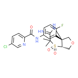 ChemSpider 2D Image | 5-Chloro-N-{4-fluoro-3-[(4aR,7aR)-3-imino-2,2-dimethyl-1,1-dioxidotetrahydro-2H-furo[3,4-b][1,4]thiazin-4a(5H)-yl]phenyl}-2-pyridinecarboxamide | C20H20ClFN4O4S