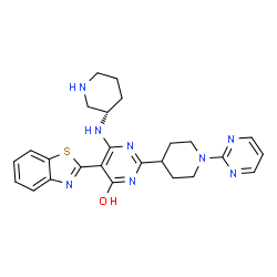 ChemSpider 2D Image | 5-(1,3-Benzothiazol-2-yl)-6-[(3S)-3-piperidinylamino]-2-[1-(2-pyrimidinyl)-4-piperidinyl]-4-pyrimidinol | C25H28N8OS