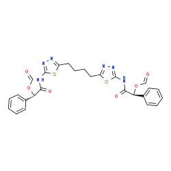 ChemSpider 2D Image | 1,4-Butanediylbis[1,3,4-thiadiazole-5,2-diylimino(1S)-2-oxo-1-phenyl-2,1-ethanediyl] diformate | C26H24N6O6S2