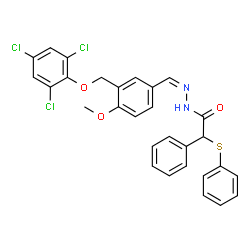 ChemSpider 2D Image | N'-[(Z)-{4-Methoxy-3-[(2,4,6-trichlorophenoxy)methyl]phenyl}methylene]-2-phenyl-2-(phenylsulfanyl)acetohydrazide | C29H23Cl3N2O3S