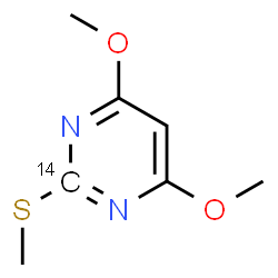 ChemSpider 2D Image | 4,6-Dimethoxy-2-(methylsulfanyl)(2-~14~C)pyrimidine | C614CH10N2O2S