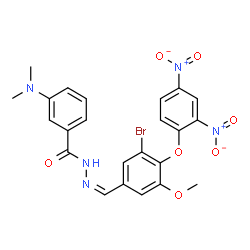 ChemSpider 2D Image | N'-{(Z)-[3-Bromo-4-(2,4-dinitrophenoxy)-5-methoxyphenyl]methylene}-3-(dimethylamino)benzohydrazide | C23H20BrN5O7