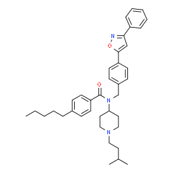 ChemSpider 2D Image | N-[1-(3-Methylbutyl)-4-piperidinyl]-4-pentyl-N-[4-(3-phenyl-1,2-oxazol-5-yl)benzyl]benzamide | C38H47N3O2