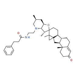ChemSpider 2D Image | N-{2-[(17xi,22S,23R)-13-Methyl-3-oxo-4,5-didehydro-5,6,12,13-tetrahydro-17,23-epoxy-12,18-cycloveratraman-28-yl]ethyl}-3-phenylpropanamide | C39H54N2O3