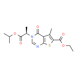 ChemSpider 2D Image | Ethyl 3-[(2R)-1-isopropoxy-1-oxo-2-propanyl]-5-methyl-4-oxo-3,4-dihydrothieno[2,3-d]pyrimidine-6-carboxylate | C16H20N2O5S
