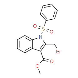 ChemSpider 2D Image | Methyl 2-(bromomethyl)-1-(phenylsulfonyl)-1H-indole-3-carboxylate | C17H14BrNO4S