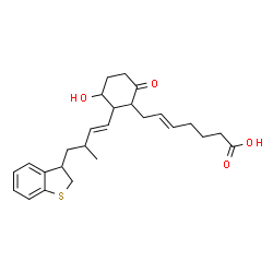 ChemSpider 2D Image | (5E)-7-{2-[(1E)-4-(2,3-Dihydro-1-benzothiophen-3-yl)-3-methyl-1-buten-1-yl]-3-hydroxy-6-oxocyclohexyl}-5-heptenoic acid | C26H34O4S