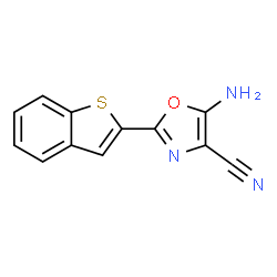 ChemSpider 2D Image | 5-Amino-2-(1-benzothiophen-2-yl)-1,3-oxazole-4-carbonitrile | C12H7N3OS
