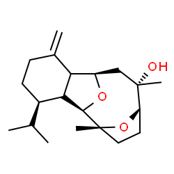 ChemSpider 2D Image | (1R,2R,5S,6S,8R,13R)-13-Isopropyl-2,6-dimethyl-10-methylene-15,16-dioxatetracyclo[6.6.1.1~2,5~.0~9,14~]hexadecan-6-ol | C20H32O3