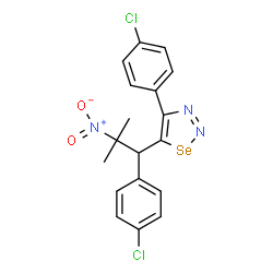 ChemSpider 2D Image | 4-(4-Chlorophenyl)-5-[1-(4-chlorophenyl)-2-methyl-2-nitropropyl]-1,2,3-selenadiazole | C18H15Cl2N3O2Se