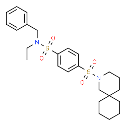ChemSpider 2D Image | 4-(2-Azaspiro[5.5]undec-2-ylsulfonyl)-N-benzyl-N-ethylbenzenesulfonamide | C25H34N2O4S2