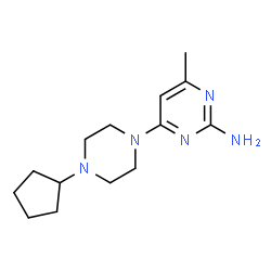 ChemSpider 2D Image | 4-(4-Cyclopentyl-1-piperazinyl)-6-methyl-2-pyrimidinamine | C14H23N5
