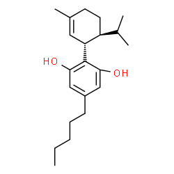 ChemSpider 2D Image | 2-[(1S,6S)-6-Isopropyl-3-methyl-2-cyclohexen-1-yl]-5-pentyl-1,3-benzenediol | C21H32O2