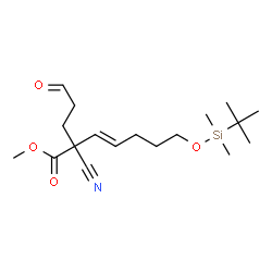 ChemSpider 2D Image | Methyl (3E)-2-cyano-7-{[dimethyl(2-methyl-2-propanyl)silyl]oxy}-2-(3-oxopropyl)-3-heptenoate | C18H31NO4Si