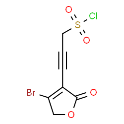 ChemSpider 2D Image | 3-(4-Bromo-2-oxo-2,5-dihydro-3-furanyl)-2-propyne-1-sulfonyl chloride | C7H4BrClO4S