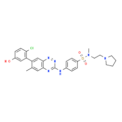 ChemSpider 2D Image | 4-{[7-(2-Chloro-5-hydroxyphenyl)-6-methyl-1,2,4-benzotriazin-3-yl]amino}-N-methyl-N-[2-(1-pyrrolidinyl)ethyl]benzenesulfonamide | C27H29ClN6O3S
