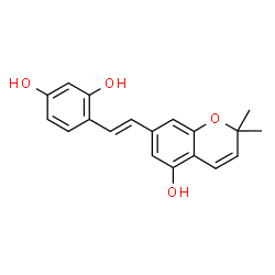 ChemSpider 2D Image | 4-[(E)-2-(5-Hydroxy-2,2-dimethyl-2H-chromen-7-yl)vinyl]-1,3-benzenediol | C19H18O4