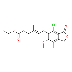 ChemSpider 2D Image | Ethyl (4E)-6-(4-chloro-6-methoxy-7-methyl-3-oxo-1,3-dihydro-2-benzofuran-5-yl)-4-methyl-4-hexenoate | C19H23ClO5